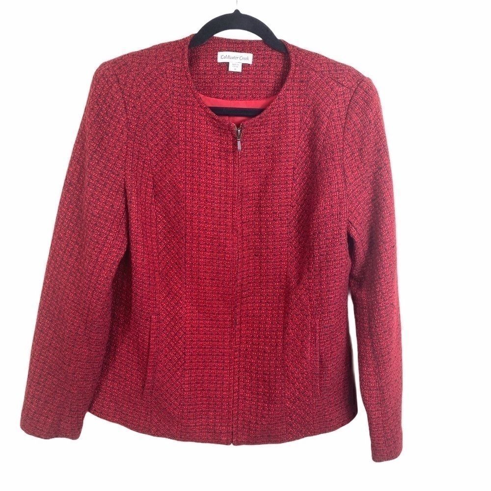 Coldwater Creek Jacket Multicolor Tweed Zip Up